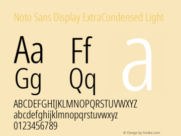 Noto Sans Display ExtraCondensed Light Version 2.006; ttfautohint (v1.8.4) -l 8 -r 50 -G 200 -x 14 -D latn -f none -a qsq -X 
