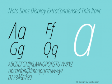 Noto Sans Display ExtraCondensed Thin Italic Version 2.005图片样张