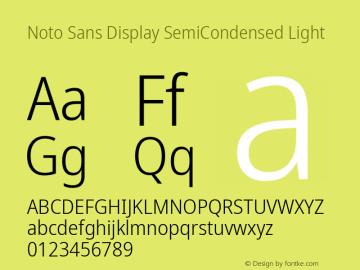 Noto Sans Display SemiCondensed Light Version 2.002; ttfautohint (v1.8.2)图片样张