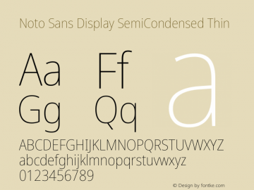 Noto Sans Display SemiCondensed Thin Version 2.002; ttfautohint (v1.8.2)图片样张