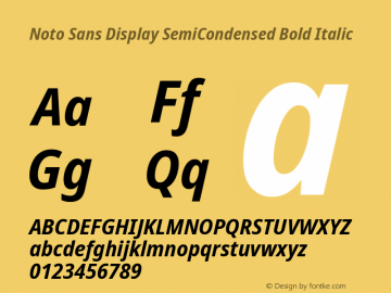 Noto Sans Display SemiCondensed Bold Italic Version 2.005图片样张