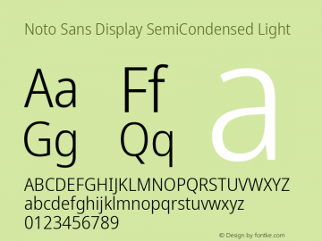 Noto Sans Display SemiCondensed Light Version 2.006; ttfautohint (v1.8.4) -l 8 -r 50 -G 200 -x 14 -D latn -f none -a qsq -X 