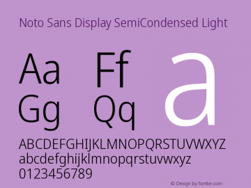 Noto Sans Display SemiCondensed Light Version 2.006图片样张