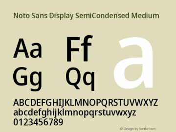 Noto Sans Display SemiCondensed Medium Version 2.006图片样张