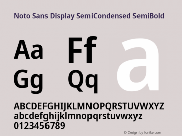 Noto Sans Display SemiCondensed SemiBold Version 2.006; ttfautohint (v1.8.4) -l 8 -r 50 -G 200 -x 14 -D latn -f none -a qsq -X 