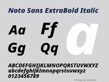 Noto Sans ExtraBold Italic Version 2.001; ttfautohint (v1.8.2)图片样张