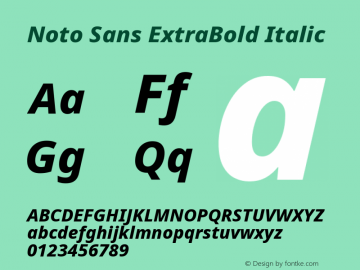 Noto Sans ExtraBold Italic Version 2.003图片样张