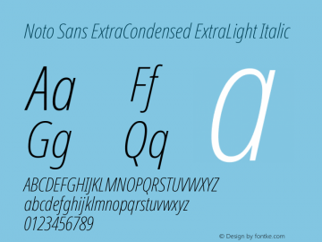 Noto Sans ExtraCondensed ExtraLight Italic Version 2.001; ttfautohint (v1.8.2)图片样张