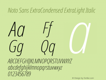 Noto Sans ExtraCondensed ExtraLight Italic Version 2.003图片样张
