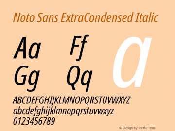 Noto Sans ExtraCondensed Italic Version 2.001; ttfautohint (v1.8.2)图片样张