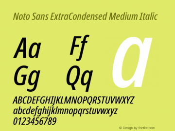 Noto Sans ExtraCondensed Medium Italic Version 2.001; ttfautohint (v1.8.2)图片样张