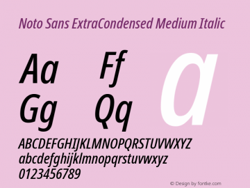 Noto Sans ExtraCondensed Medium Italic Version 2.003图片样张