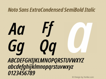 Noto Sans ExtraCondensed SemiBold Italic Version 2.001; ttfautohint (v1.8.2)图片样张