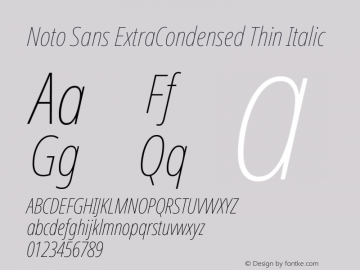 Noto Sans ExtraCondensed Thin Italic Version 2.003图片样张