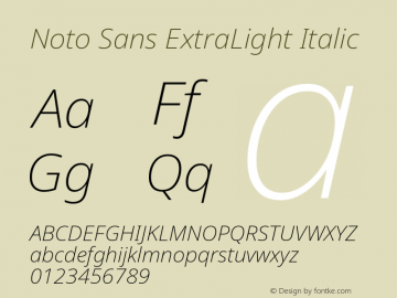 Noto Sans ExtraLight Italic Version 2.003图片样张