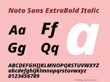 Noto Sans ExtraBold Italic Version 2.005图片样张