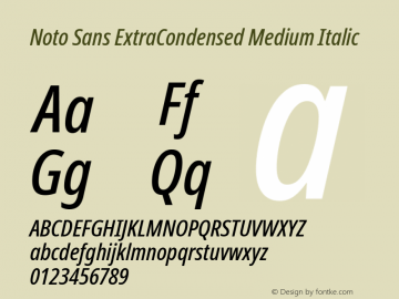 Noto Sans ExtraCondensed Medium Italic Version 2.005图片样张