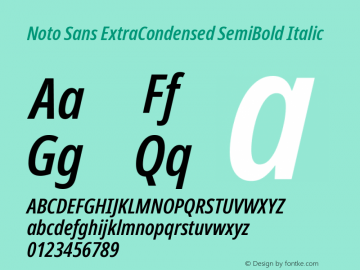 Noto Sans ExtraCondensed SemiBold Italic Version 2.005; ttfautohint (v1.8.4) -l 8 -r 50 -G 200 -x 14 -D latn -f none -a qsq -X 