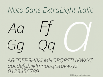 Noto Sans ExtraLight Italic Version 2.005图片样张