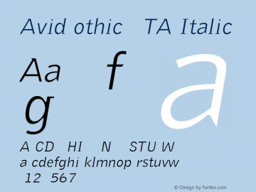 AvidGothic BETA Italic 001.000 Font Sample