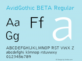 AvidGothic BETA Regular 001.000 Font Sample