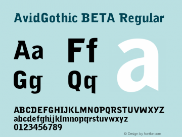 AvidGothic BETA Regular 001.000 Font Sample