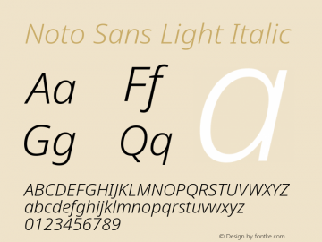 Noto Sans Light Italic Version 2.005图片样张