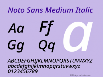 Noto Sans Medium Italic Version 2.005图片样张