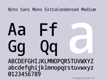 Noto Sans Mono ExtraCondensed Medium Version 2.007; ttfautohint (v1.8.4) -l 8 -r 50 -G 200 -x 14 -D latn -f none -a qsq -X 