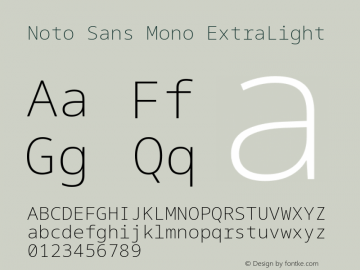 Noto Sans Mono ExtraLight Version 2.007; ttfautohint (v1.8.4) -l 8 -r 50 -G 200 -x 14 -D latn -f none -a qsq -X 