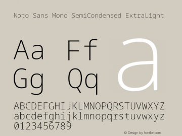 Noto Sans Mono SemiCondensed ExtraLight Version 2.007; ttfautohint (v1.8.4) -l 8 -r 50 -G 200 -x 14 -D latn -f none -a qsq -X 