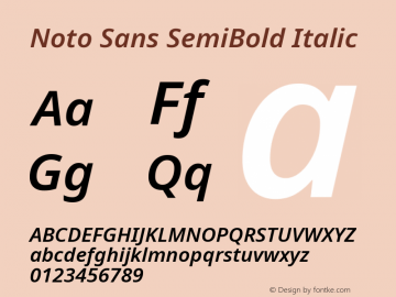 Noto Sans SemiBold Italic Version 2.001; ttfautohint (v1.8.2)图片样张