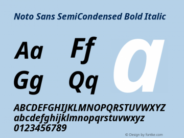 Noto Sans SemiCondensed Bold Italic Version 2.003图片样张