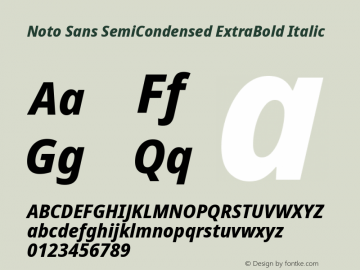 Noto Sans SemiCondensed ExtraBold Italic Version 2.003图片样张