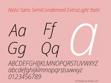 Noto Sans SemiCondensed ExtraLight Italic Version 2.003图片样张