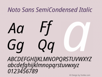 Noto Sans SemiCondensed Italic Version 2.001; ttfautohint (v1.8.2)图片样张