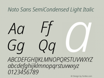 Noto Sans SemiCondensed Light Italic Version 2.001; ttfautohint (v1.8.2)图片样张