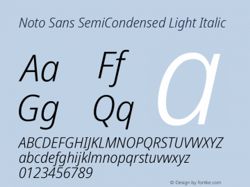 Noto Sans SemiCondensed Light Italic Version 2.003图片样张