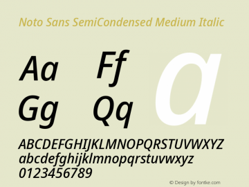 Noto Sans SemiCondensed Medium Italic Version 2.003图片样张