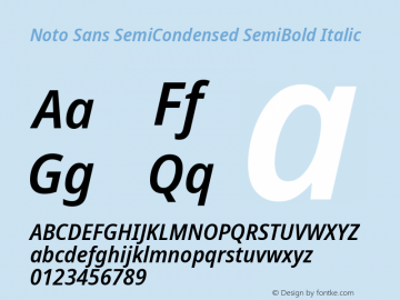 Noto Sans SemiCondensed SemiBold Italic Version 2.003图片样张