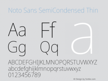 Noto Sans SemiCondensed Thin Version 2.001; ttfautohint (v1.8.2)图片样张