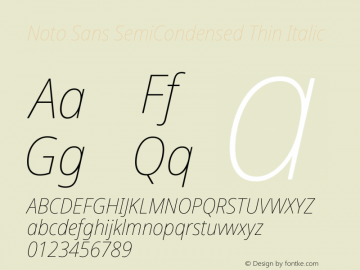 Noto Sans SemiCondensed Thin Italic Version 2.003图片样张