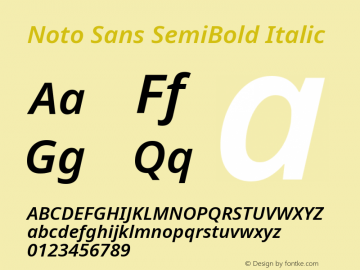 Noto Sans SemiBold Italic Version 2.005图片样张