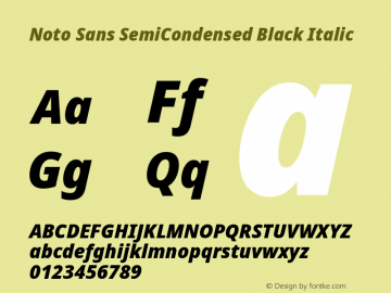 Noto Sans SemiCondensed Black Italic Version 2.005图片样张
