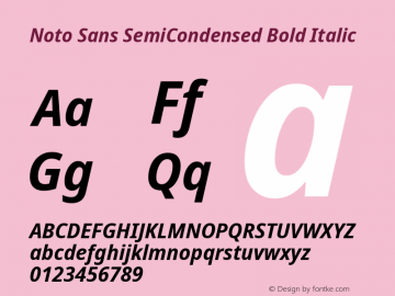 Noto Sans SemiCondensed Bold Italic Version 2.005; ttfautohint (v1.8.4) -l 8 -r 50 -G 200 -x 14 -D latn -f none -a qsq -X 