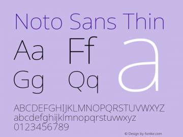 Noto Sans Thin Version 2.001; ttfautohint (v1.8.2)图片样张