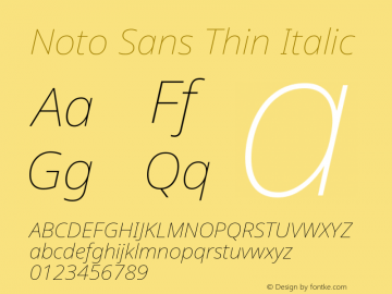 Noto Sans Thin Italic Version 2.005图片样张
