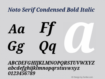 Noto Serif Condensed Bold Italic Version 2.002; ttfautohint (v1.8.2)图片样张