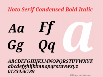 Noto Serif Condensed Bold Italic Version 2.003图片样张