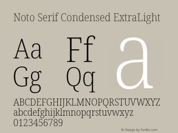 Noto Serif Condensed ExtraLight Version 2.002; ttfautohint (v1.8.2)图片样张